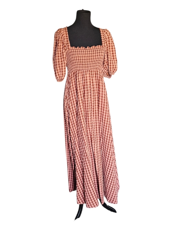 ASOS Dresses & Skirts - ASOS Gingham Smocked Midi Dress Cottagecore Puff Sleeve Open Back Size US 4